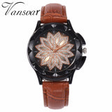 Woman Watch Best Selling Fashion Rose Gold Flower Rhinestone   Luxury Casual   Quartz Watch