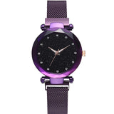 Woman Watch Luxury Rose Gold Starry Sky Magnetic Mesh Band Quartz Wristwatch Diamond Watches
