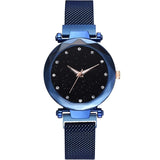 Woman Watch Luxury Rose Gold Starry Sky Magnetic Mesh Band Quartz Wristwatch Diamond Watches
