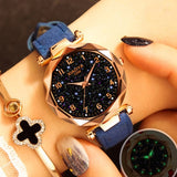 Woman Watch Luxury Starry Sky   Fashion Ladies Quartz Wristwatch Red Leather Waterproof