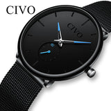 Man Watch Waterproof Slim Mesh Strap Minimalist Wrist  Quartz Sports