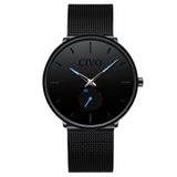 Man Watch Waterproof Slim Mesh Strap Minimalist Wrist  Quartz Sports