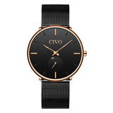 Man Watch Waterproof Slim Mesh Strap Minimalist Wrist  Quartz Sports