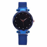 Woman Watch Luxury Mesh  Clock Magnet Buckle Starry Diamond Geometric Surface Casual Dress Quartz