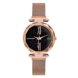 Woman Watch Luxury  Ladies Rose Gold Watch Starry Sky Magnetic Waterproof
