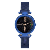Woman Watch Luxury  Ladies Rose Gold Watch Starry Sky Magnetic Waterproof
