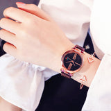 Woman Watch Luxury  Ladies Rose Gold Watch Starry Sky Magnetic Waterproof