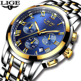 Woman Watch New   Luxury Brand LIGE Chronograph Sports  Waterproof Full Steel Quartz