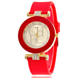 Woman Watch New simple leather Brand Geneva Casual Quartz  Women Crystal Silicone