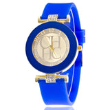 Woman Watch New simple leather Brand Geneva Casual Quartz  Women Crystal Silicone