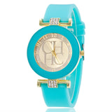 Woman Watch New simple leather Brand Geneva Casual Quartz  Women Crystal Silicone