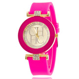 Woman Watch New simple leather Brand Geneva Casual Quartz  Women Crystal Silicone