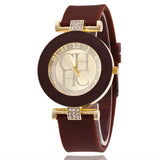 Woman Watch New simple leather Brand Geneva Casual Quartz  Women Crystal Silicone