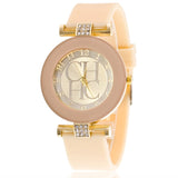 Woman Watch New simple leather Brand Geneva Casual Quartz  Women Crystal Silicone