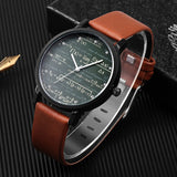 Man Watch, leather quartz Mathe matical formula prints fashion, men causal