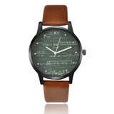 Man Watch, leather quartz Mathe matical formula prints fashion, men causal