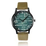Man Watch, leather quartz Mathe matical formula prints fashion, men causal