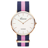 Man Watch Fashion Casual Quartz  Multicolor Nylon Cloth Watchband Wristwatch Simple Designer