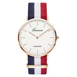 Man Watch Fashion Casual Quartz  Multicolor Nylon Cloth Watchband Wristwatch Simple Designer