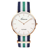 Man Watch Fashion Casual Quartz  Multicolor Nylon Cloth Watchband Wristwatch Simple Designer