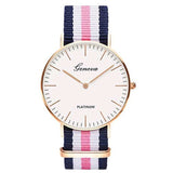 Man Watch Fashion Casual Quartz  Multicolor Nylon Cloth Watchband Wristwatch Simple Designer