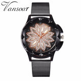 Woman Watch Best Selling Fashion Rose Gold Flower Rhinestone   Luxury Casual   Quartz Watch