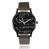 Man Watch, leather quartz Mathe matical formula prints fashion, men causal