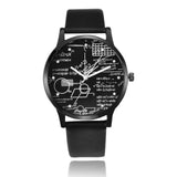 Man Watch, leather quartz Mathe matical formula prints fashion, men causal