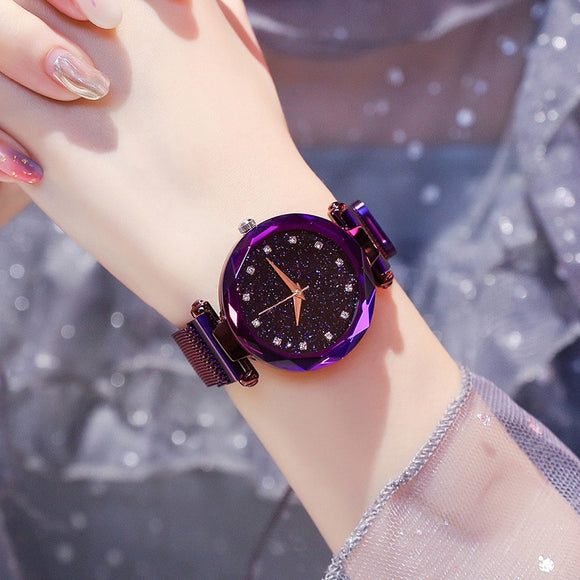 Woman Watch Magnetic Starry Sky Clock Fashion Diamond Female Quartz Wristwatches