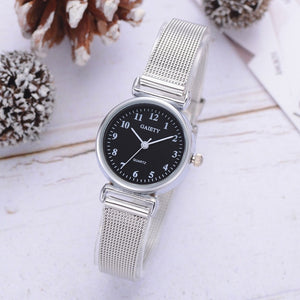 Woman Watch Simple silver   blue stainless steel