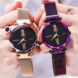 Woman Watch  Mesh Magnet Buckle Starry Sky