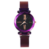 Woman Watch  Mesh Magnet Buckle Starry Sky