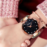 Woman Watch Fashion Best Sell Star Sky Dial Clock Luxury Rose Gold