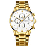Man Watch Chronograph Sport   Top Brand Luxury Waterproof Full Steel Quartz Gold