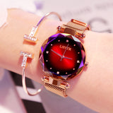 Woman Watch Luxury Rose Gold  Fashion Diamond Ladies Starry Sky Magnet