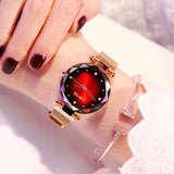 Woman Watch Luxury Rose Gold  Fashion Diamond Ladies Starry Sky Magnet