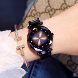 Woman Watch Luxury Rose Gold  Fashion Diamond Ladies Starry Sky Magnet