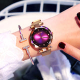 Woman Watch Luxury Rose Gold  Fashion Diamond Ladies Starry Sky Magnet