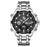 Man Watch Luxury Brand Waterproof Military Sport   Silver Steel Digital Quartz Analog