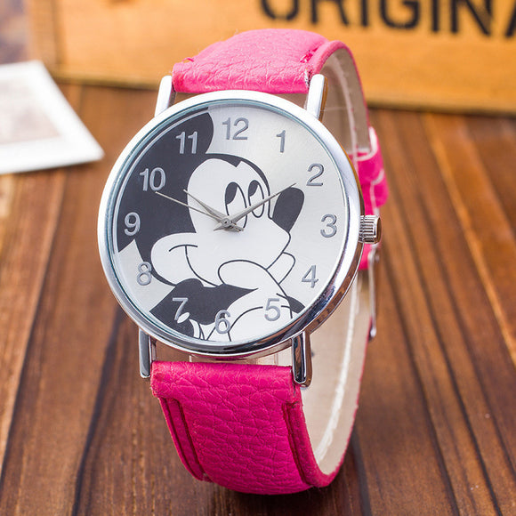Woman Watch New  Mickey Mouse Pattern Fashion Quartz  Casual Cartoon Leather