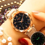 Woman Watch Fashion   Best Sell Star Sky Dial Clock Luxury Rose Gold   Bracelet Quartz