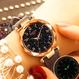 Woman Watch Fashion   Best Sell Star Sky Dial Clock Luxury Rose Gold   Bracelet Quartz