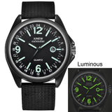 Man Watch Top Brands Luminous Military Casual Nylon Strap Quartz  Black Dial Date Luxury Sport Wrist
