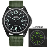 Man Watch Top Brands Luminous Military Casual Nylon Strap Quartz  Black Dial Date Luxury Sport Wrist