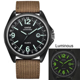 Man Watch Top Brands Luminous Military Casual Nylon Strap Quartz  Black Dial Date Luxury Sport Wrist