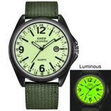 Man Watch Top Brands Luminous Military Casual Nylon Strap Quartz  Black Dial Date Luxury Sport Wrist