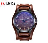 Man Watch Brand Leather, Military Sports Quartz