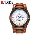 Man Watch Brand Leather, Military Sports Quartz