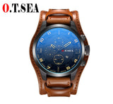 Man Watch Brand Leather, Military Sports Quartz