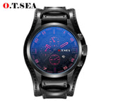 Man Watch Brand Leather, Military Sports Quartz